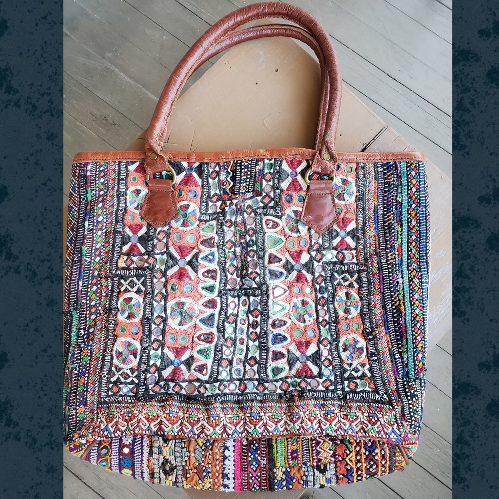 Artisan Banjara zari Boho  Embroidered bag Handmade Patchwork Repurposed